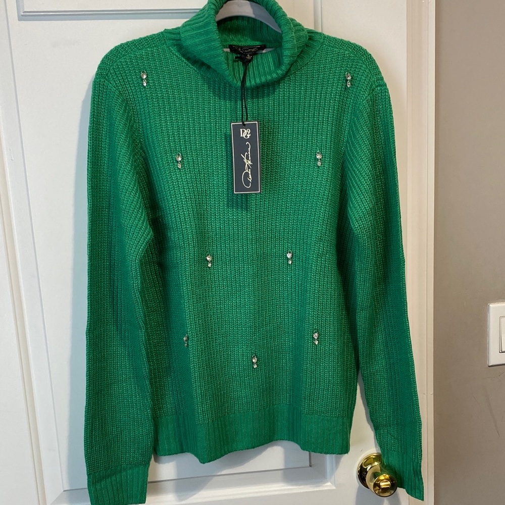 Green Sweater with Embellishments